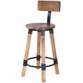 Homeroots Sturdy Wood & Metal Counter Stool Natural Wood 389152